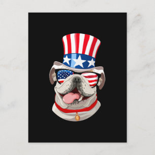 Carte Postale Casquette américain Bulldog anglais 4 juillet chie