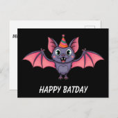Carte Postale casquette d'anniversaire de la chauve-souris coupé (Devant / Derrière)