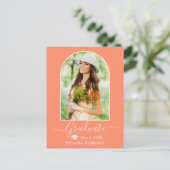 Carte Postale Casquette d'arc moderne Calligraphie Coral Peach G (Debout devant)