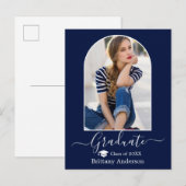 Carte Postale Casquette d'arc moderne Calligraphie Photo Bleu Gr (Devant / Derrière)