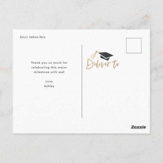 Carte Postale Casquette de diplôme et Tassel Gold Foil Photo car (Dos)
