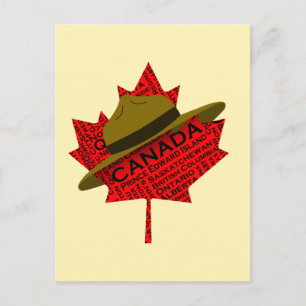 Carte Postale Casquette de la Gendarmerie canadienne sur la feui