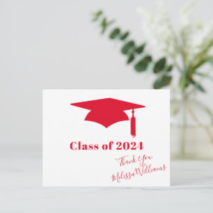 Carte Postale Casquette de remise des diplômes rouge - Merci
