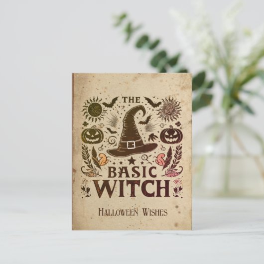 Carte Postale Casquette de sorcière Retro personnalisé Magic Cot (Debout devant)