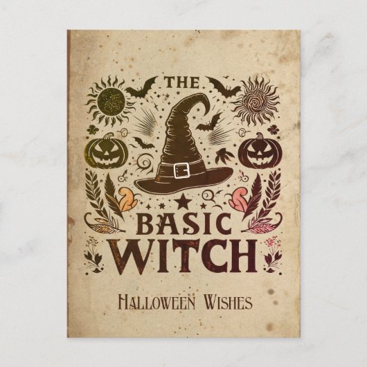 Carte Postale Casquette de sorcière Retro personnalisé Magic Cot (Devant)