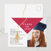 Carte Postale Casquette diplômé - Photo Invitation (Devant / Derrière)