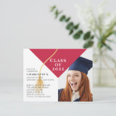 Carte Postale Casquette diplômé - Photo Invitation (Debout devant)