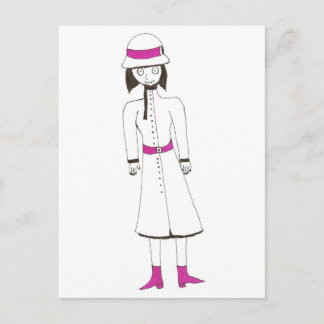 Carte Postale Casquette et manteau fille déplaisante