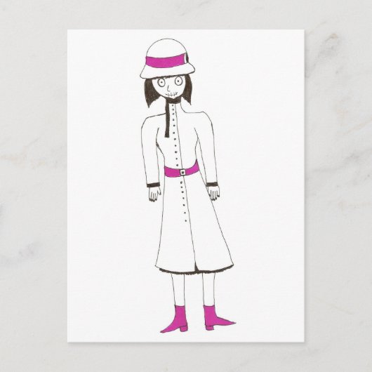 Carte Postale Casquette et manteau fille déplaisante (Devant)