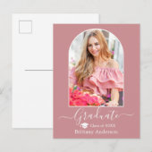 Carte Postale Casquette moderne Arch Dusty Pink Graduation (Devant / Derrière)