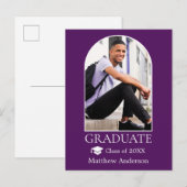 Carte Postale Casquette moderne Arch Grad Purple Graduation (Devant / Derrière)