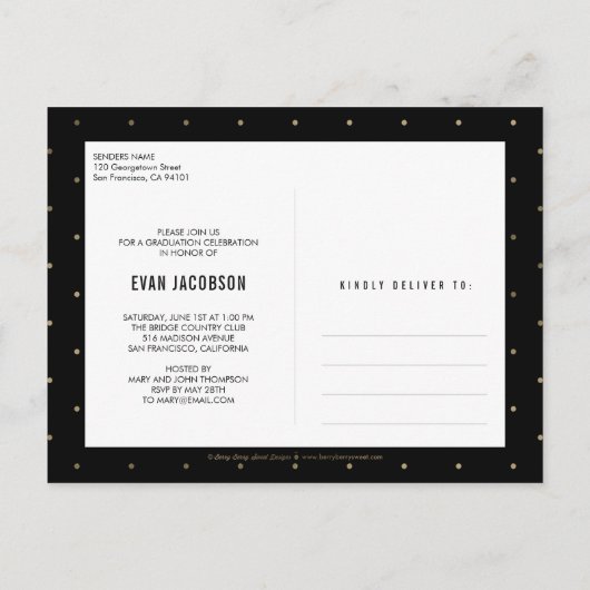 Carte postale Casquette or EDITABLE COULEUR Gradua (Dos)