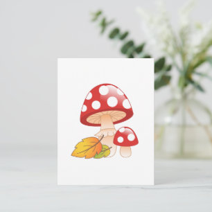 Carte Postale Casquette rouge Toadstool Champignons et Feuilles