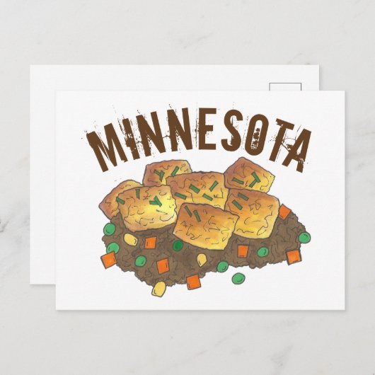 Carte Postale Casserole de tatouage à plat chaud du Minnesota (Devant / Derrière)