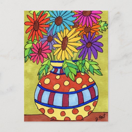 Carte Postale Casseroles arc-en-ciel dans le vase concepteur (Devant)