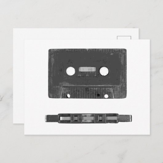 Carte Postale cassette audio rétro (Devant / Derrière)