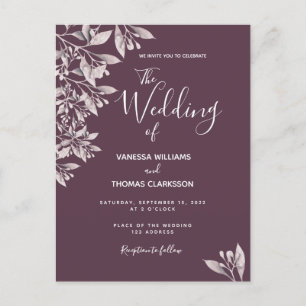 Carte Postale Cassis faire-part de mariage de script botanique v