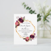 Carte Postale Cassis flores bordeaux faire-part de mariage or (Debout devant)