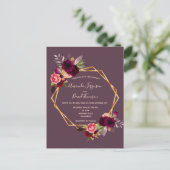 Carte Postale Cassis flores bordeaux faire-part de mariage or (Debout devant)