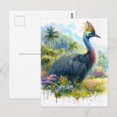 Carte Postale Cassowary Botanique Aquarelle Portrait (Devant / Derrière)