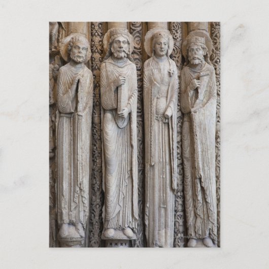 Carte Postale castes de statues de la façade de Chartres (Devant)