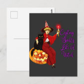 Carte Postale Casting Spells Comme Une Sorcière - Chat Noir Hall (Devant / Derrière)
