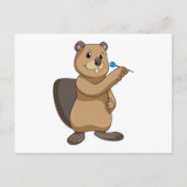 Carte Postale Castor aux fléchettes avec fléchette (Devant)