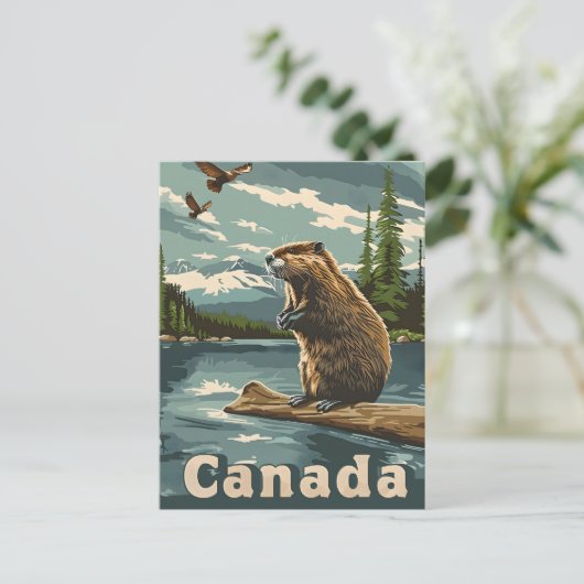 Carte Postale Castor Canada (Debout devant)