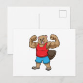 Carte Postale Castor comme Culturiste avec de gros bras (Devant / Derrière)