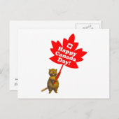 Carte Postale Castor et feuille d'érable de la fête du Canada (Devant / Derrière)