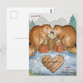 Carte Postale Castors amoureux (Devant / Derrière)