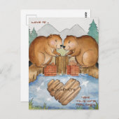 Carte Postale Castors en amour (Devant / Derrière)