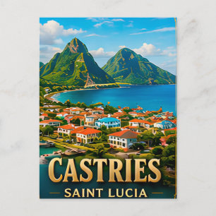 Carte Postale Castries Sainte-Lucie Caraïbes Havre Voyage Souven