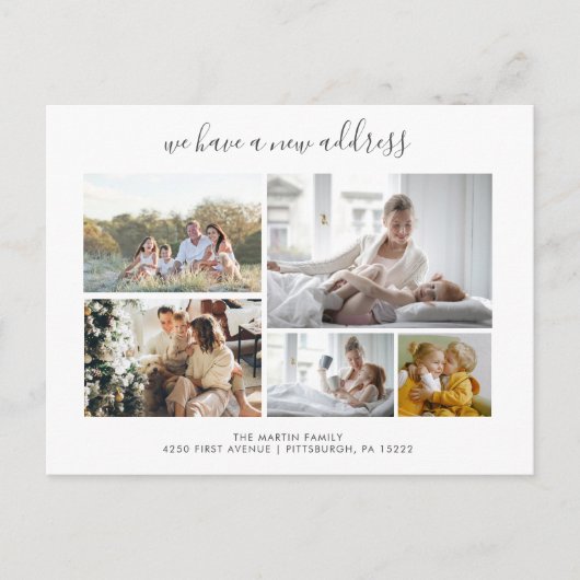 Carte Postale Casual Script | 5 Photos Faire-part mobiles (Devant)