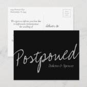 Carte Postale Casual Script | Black Grey Mariage reporté (Devant / Derrière)