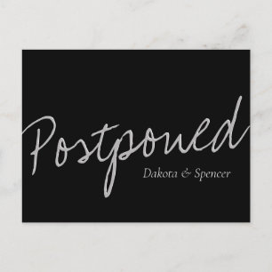 Carte Postale Casual Script Black Grey Mariage reporté