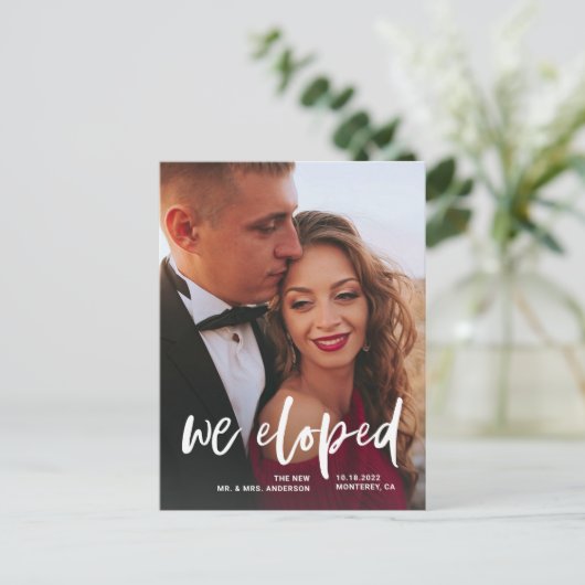 Carte Postale Casual Script | Deux Faire-part photo Elopement (Debout devant)