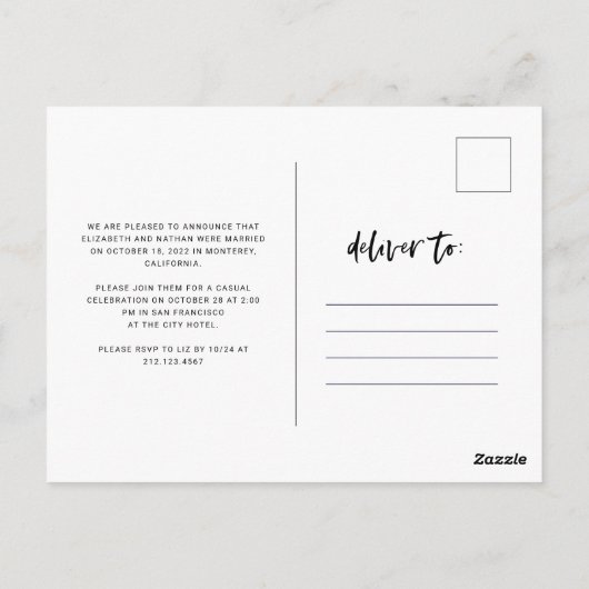 Carte Postale Casual Script | Deux Faire-part photo Elopement (Dos)