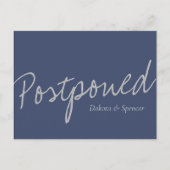 Carte Postale Casual Script | Marine Blue Grey Mariage reporté (Devant)