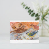 Carte Postale Cat and birds (Debout devant)