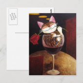 Carte Postale Cat-art-Rouge Vin rouge (Devant / Derrière)