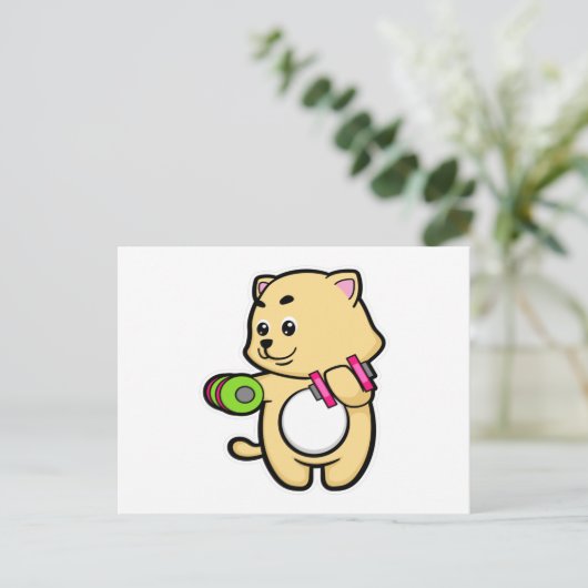 Carte Postale Cat Biceps formation avec Dumbbells (Debout devant)