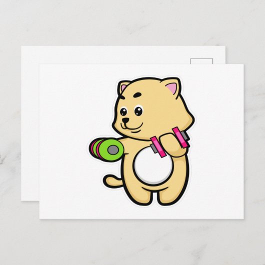 Carte Postale Cat Biceps formation avec Dumbbells (Devant / Derrière)