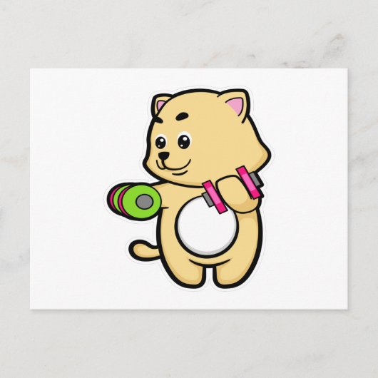 Carte Postale Cat Biceps formation avec Dumbbells (Devant)