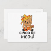 Carte Postale Cat Cinco De Meow Mexicain Sombrero Cats (Devant / Derrière)