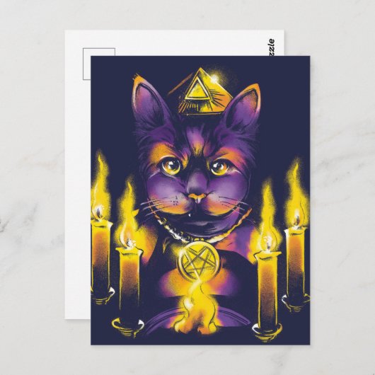Carte postale Cat Doing Spellwork (Devant / Derrière)