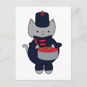 Carte Postale Cat Drummer Marching Band Navy Blue and Red (Devant)
