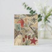 Carte Postale Cat Floral Collage Pattern – Cute Artistic Design (Debout devant)