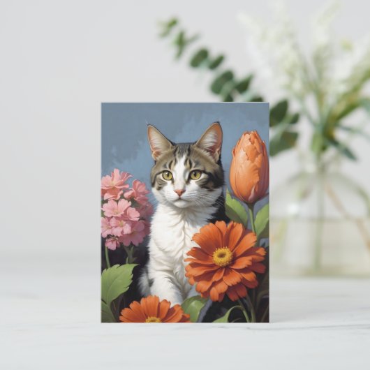 Carte Postale cat flowers (update) (Debout devant)