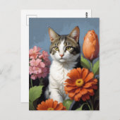Carte Postale cat flowers (update) (Devant / Derrière)